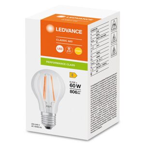 LED žiarovka filament E27 6,5W 827, priehľadná