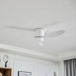 Lucande LED stropný ventilátor Kayu, biely, DC, tichý, Ø 132 cm
