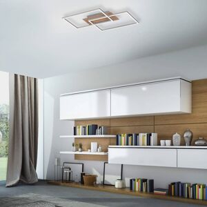 Stropné LED svetlo Iven dim oceľ/drevo 50,4x42 cm