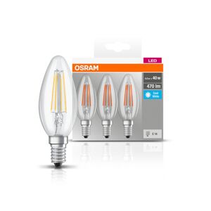 OSRAM LED sviečka E14 4W filament 4 000K 470lm 3ks