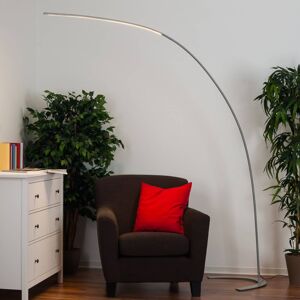 LED stojacia lampa Lindby Danua, strieborná, kov, výška 200 cm