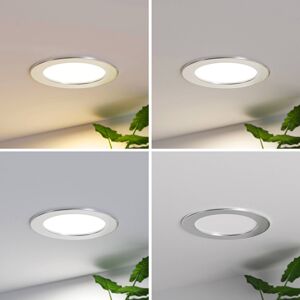 Prios LED vstavané svietidlo Cadance, strieborné, 17 cm, CCT, IP44
