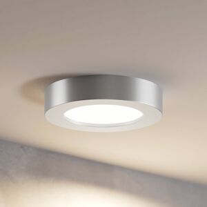 Prios LED stropné svietidlo Edwina, strieborné, 18 cm, CCT, IP44
